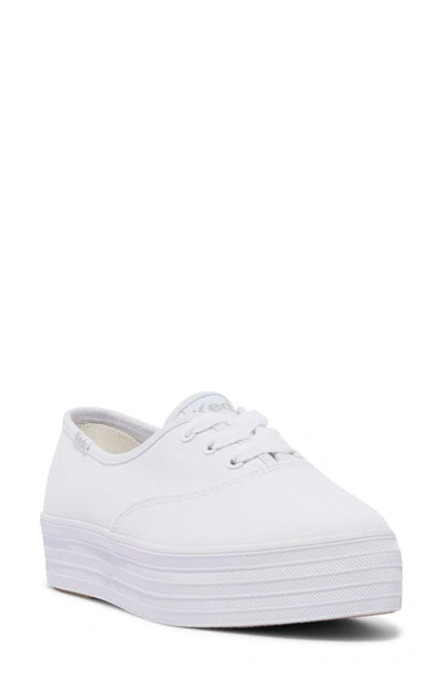 Keds Point Platform Trainer In White Canvas