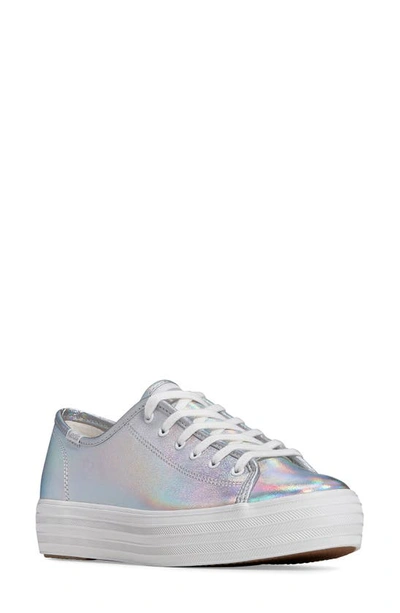 Keds Triple Kick Platform Sneaker In Silver Multi Leather