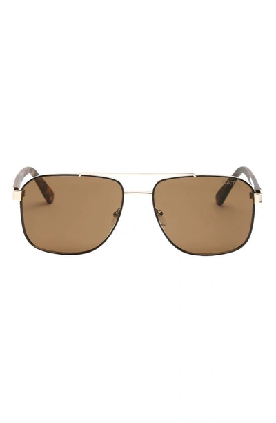 Kenneth Cole 59mm Pilot Sunglasses In Gold / Brown