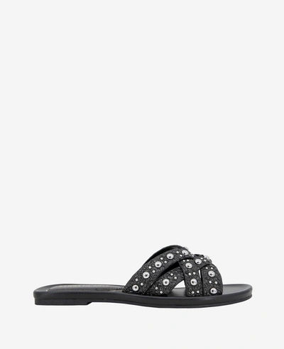 Kenneth Cole Jula Flat Sandal In Black Raffia