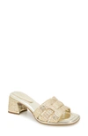 Kenneth Cole New York Harper Block Heel Sandal In Platinum- Raffia