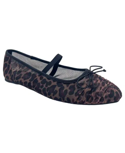 Kenneth Cole Reaction Women's Margie Mesh Mary Jane Ballet Flats In Brown Leopard Mesh