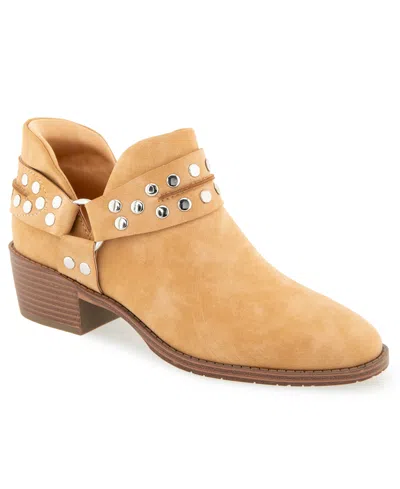 Kenneth Cole Reaction Women's Sharp Studded Moto Faux Leather Ankle Booties In Camel