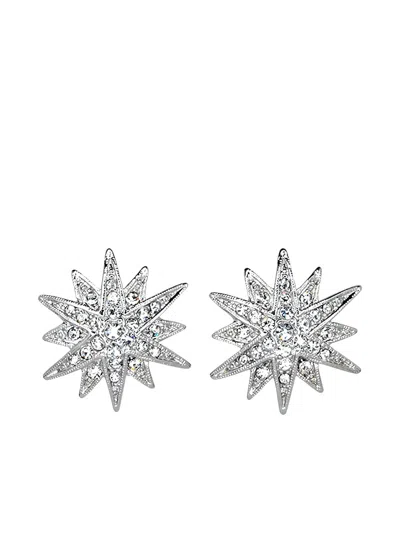 Kenneth Jay Lane Rhodium Star-shape Earrings In Metallic