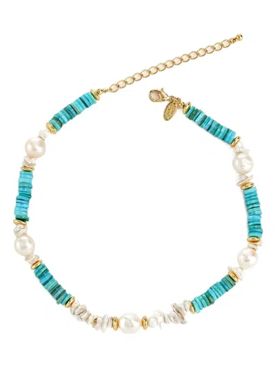 Kenneth Jay Lane Single-row Multi-stone Necklace In Blue