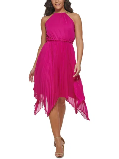 Kensie Dresses Womens Handkerchief Hem Polyester Halter Dress In Pink