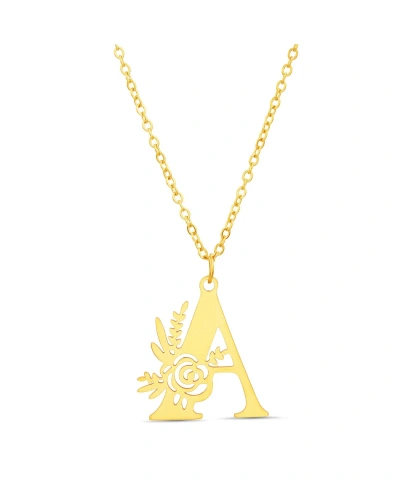 Kensie Floral Cut Out Initial A Letter Pendant Necklace In Yellow