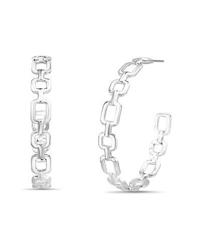 Kensie Geometric Cut Out Hoop Earring In Silver
