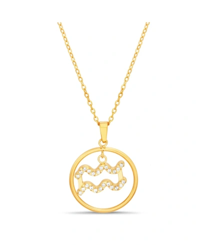 Kensie Gold-tone Aquarius Dangle Round Pendant Necklace