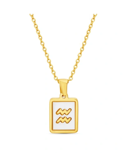Kensie Gold-tone Aquarius Tag Pendant Necklace