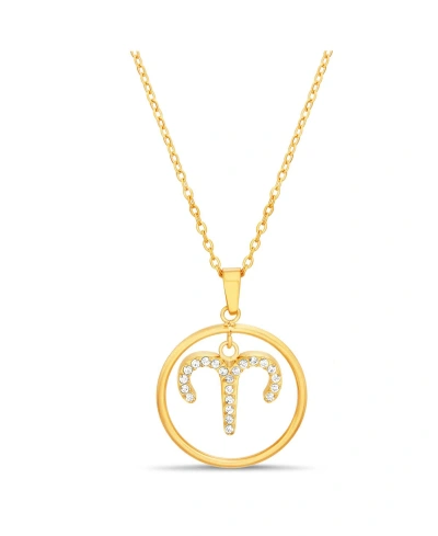Kensie Gold-tone Aries Dangle Round Pendant Necklace
