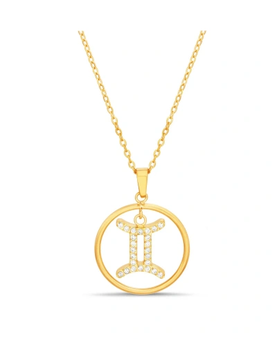 Kensie Gold-tone Gemini Dangle Round Pendant Necklace
