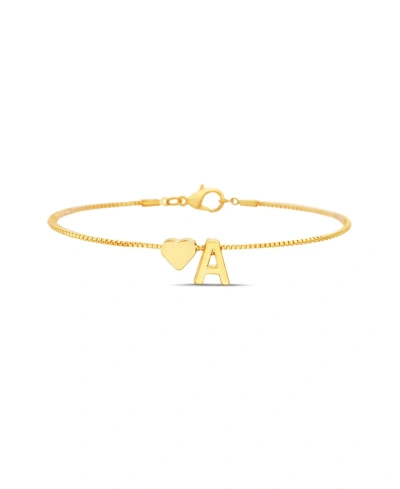 Kensie Gold-tone Letter Initial And Heart Bracelet In Yellow