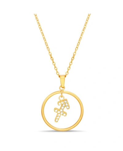 Kensie Gold-tone Sagittarius Dangle Round Pendant Necklace