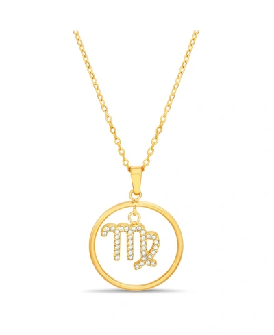 Kensie Gold-tone Virgo Dangle Round Pendant Necklace In Capricorn