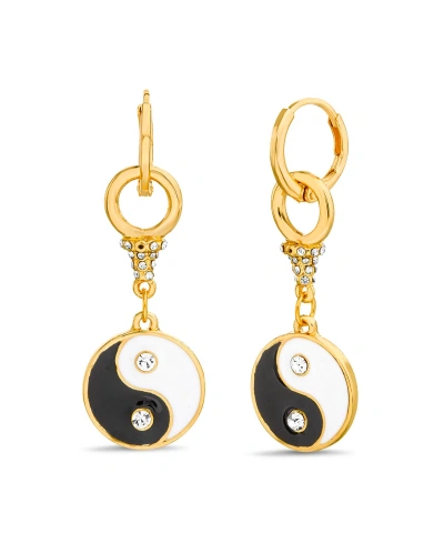 Kensie Huggie Earring With Yin Yang Dangle Charm In Multi