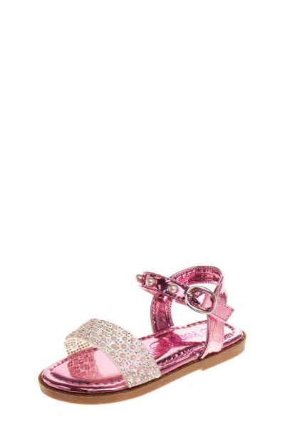 Kensie Kids' Embellished Metallic Sandal In Pink Mirror