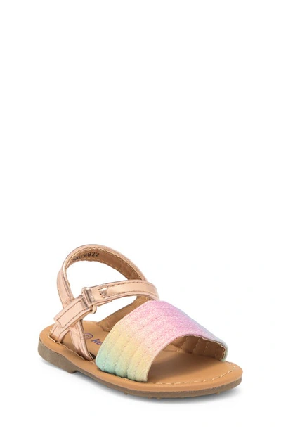 Kensie Kids' Rainbow Glitter Sandal In Rose Gold Multi