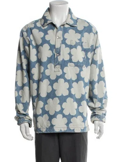 Pre-owned Kenzo 2022 Floral Print Denim Jacket In Blue