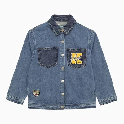 Kenzo Kids' Blue Denim Jacket With Logo Patch