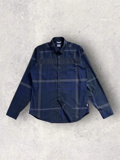 Pre-owned Kenzo Button Up Shirt Long Sleeve Blue Check