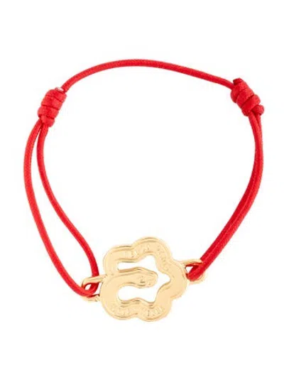 Pre-owned Kenzo Cord Snake '18 Rue Vivienne' Wrap Bracelet, 8.25" In Red