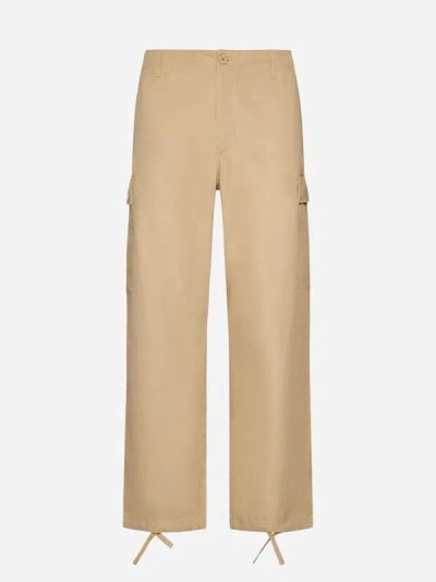 Kenzo Cotton Cargo Workwear Pants In Camel