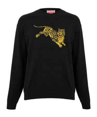 Kenzo Crew Neck Knit Sweater In Black