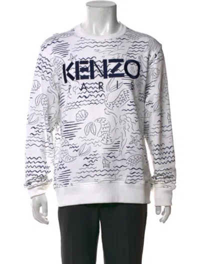 Pre-owned Kenzo Graphic Print Crew Neck Sweatshirt In White