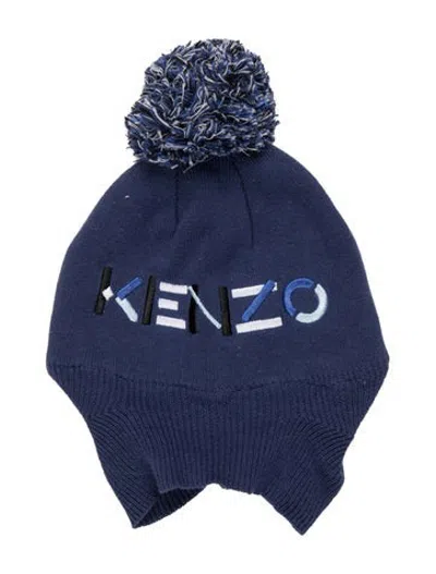 Pre-owned Kenzo Kids Boys Embroidered Pom Pom Beanie Hat In Blue