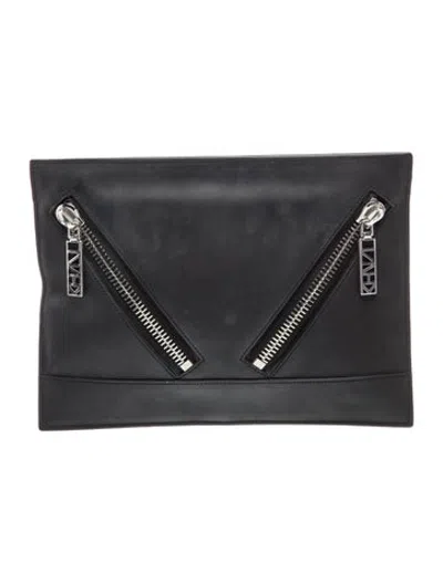 Pre-owned Kenzo Leather Clutch In Black/blue