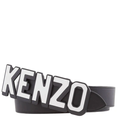 Pre-owned Kenzo Logo Buckle Reversible And Adjustable Belt In Black