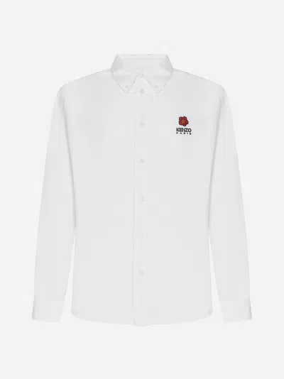 Kenzo Logo Cotton Shirt In White