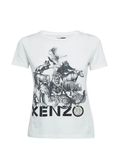 Pre-owned Kenzo Memento Collection Animal-print T-shirt In White