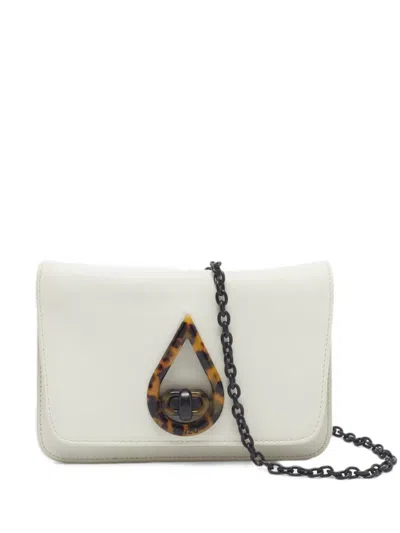 Pre-owned Kenzo Small Raindrop Leather Shoulder Bag In White