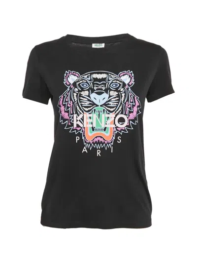 Pre-owned Kenzo Tiger Logo Print T-shirt In Black