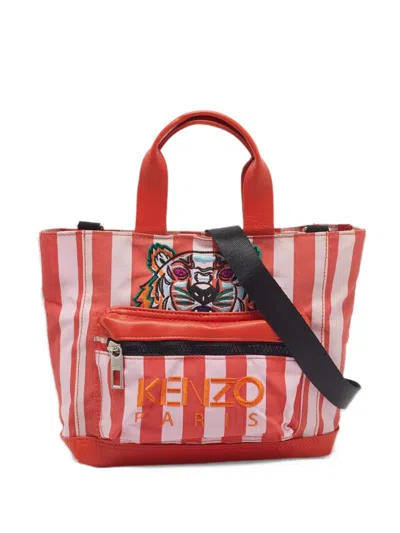 Pre-owned Kenzo Tiger Stripe Tote Bag In Red