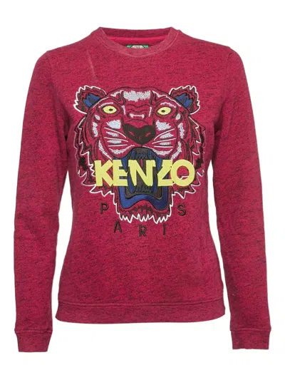Pre-owned Kenzo Tiger-embroidered Sweatshirt In Pink