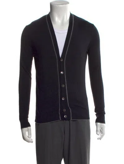 Pre-owned Kenzo V-neck Long Sleeve Cardigan In Black