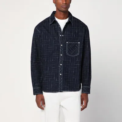 Kenzo Waves Blue Shirt In Black