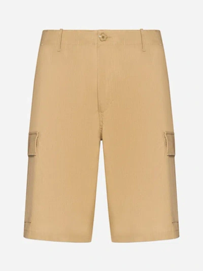 Kenzo Workwear Cotton Cargo Shorts In Camel