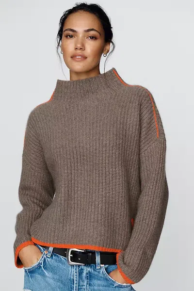 Kerri Rosenthal Marley 100% Cashmere Mock Neck Sweater In Beige