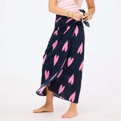 Kerri Rosenthal Women's Ikat Heart Sarong In Indigo/palm Pink In Multi