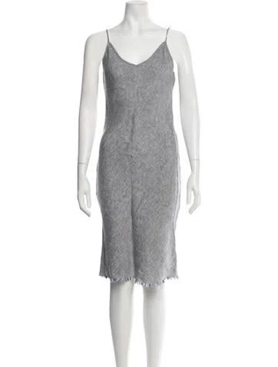 Pre-owned Kes Striped Midi Length Dress In Grey