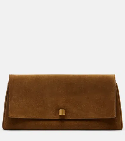 Khaite Audrey Suede Clutch In Brown