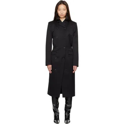 Khaite Black Rolon Coat