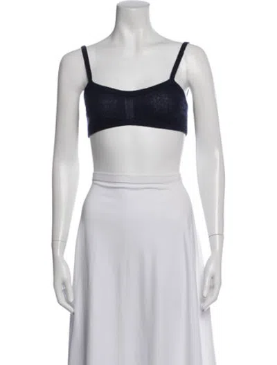 Pre-owned Khaite Cashmere Scoop Neck Sports Bra In Blue