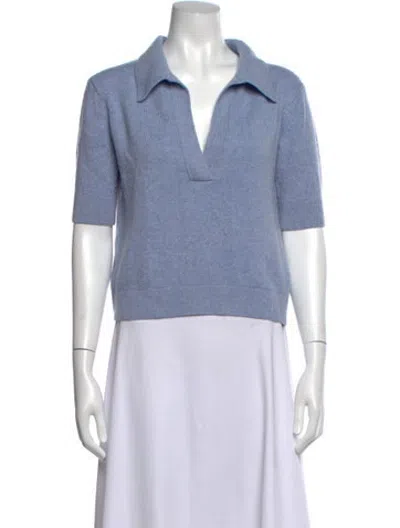 Pre-owned Khaite Cashmere V-neck Polo In Blue
