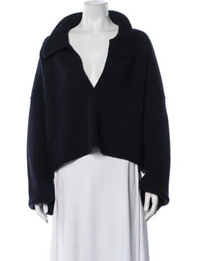 Pre-owned Khaite Cashmere V-neck Sweater In Blue