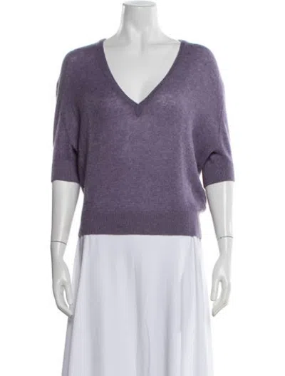 Pre-owned Khaite Cashmere V-neck Sweater In Purple